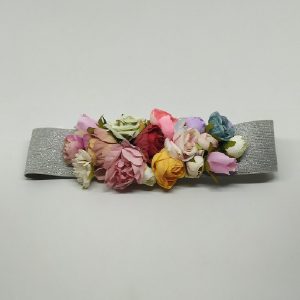 cinturon elastico plateado flores