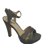 Zapato de fiesta de brillo color plomo