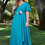 Vestido de fiesta largo turquesa de talla grande 5207