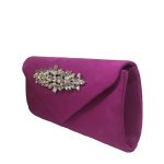 Cartera de fiesta de antelina buganvilla en forma de sobre con pedrería