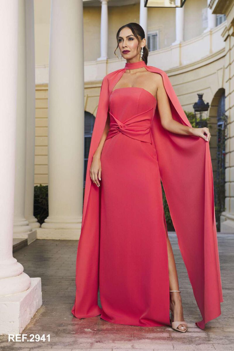 Vestido coral capa